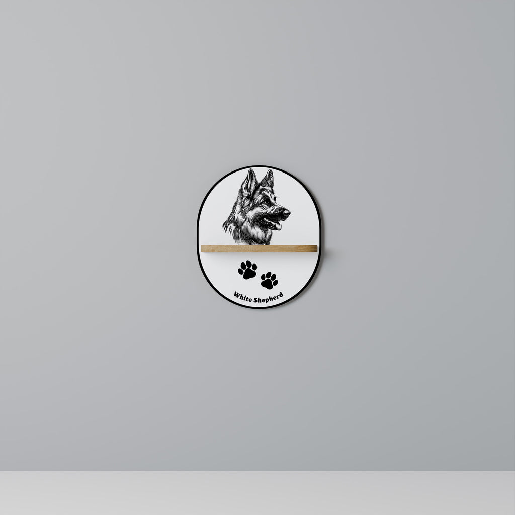 WHITE SHEPHERD DOG Decorative Art Shelf