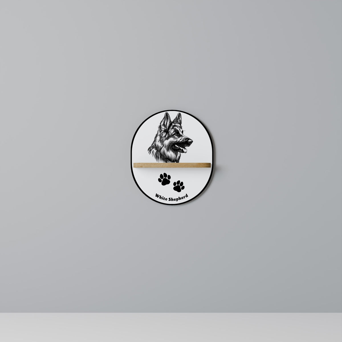 WHITE SHEPHERD DOG Art Shelf
