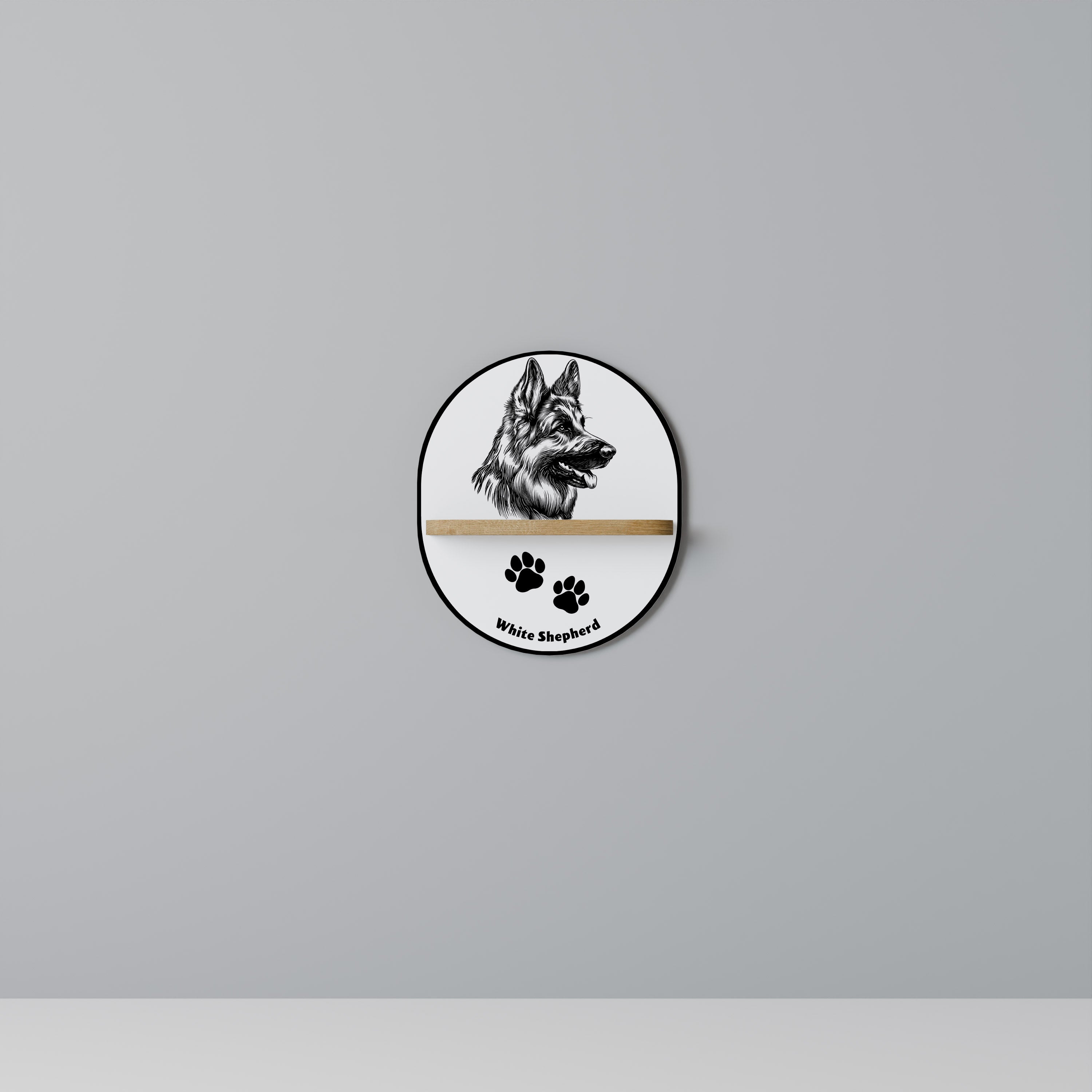 WHITE SHEPHERD DOG Decorative Art Shelf