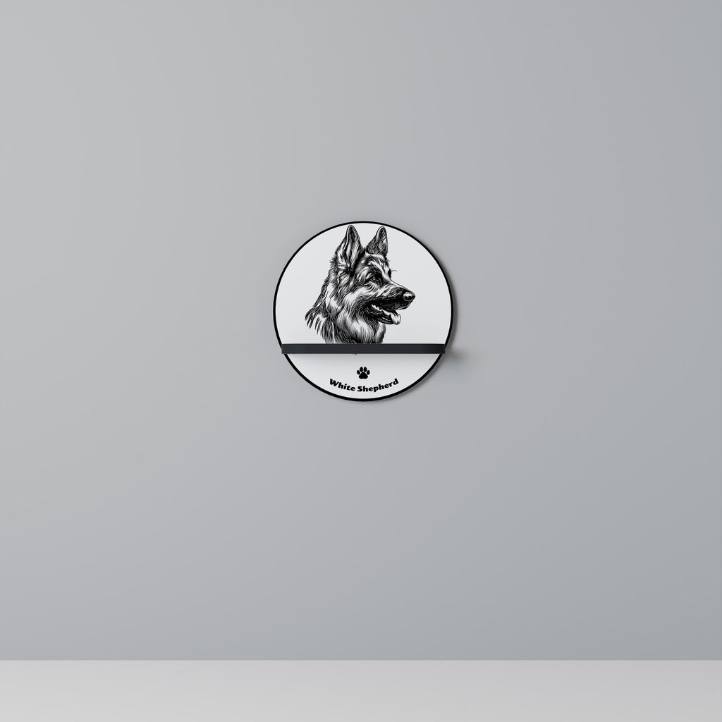 WHITE SHEPHERD DOG Decorative Art Shelf