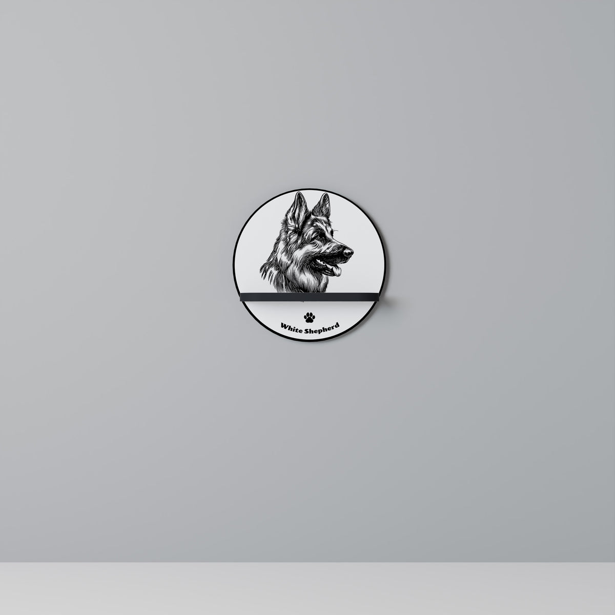 WHITE SHEPHERD DOG Art Shelf