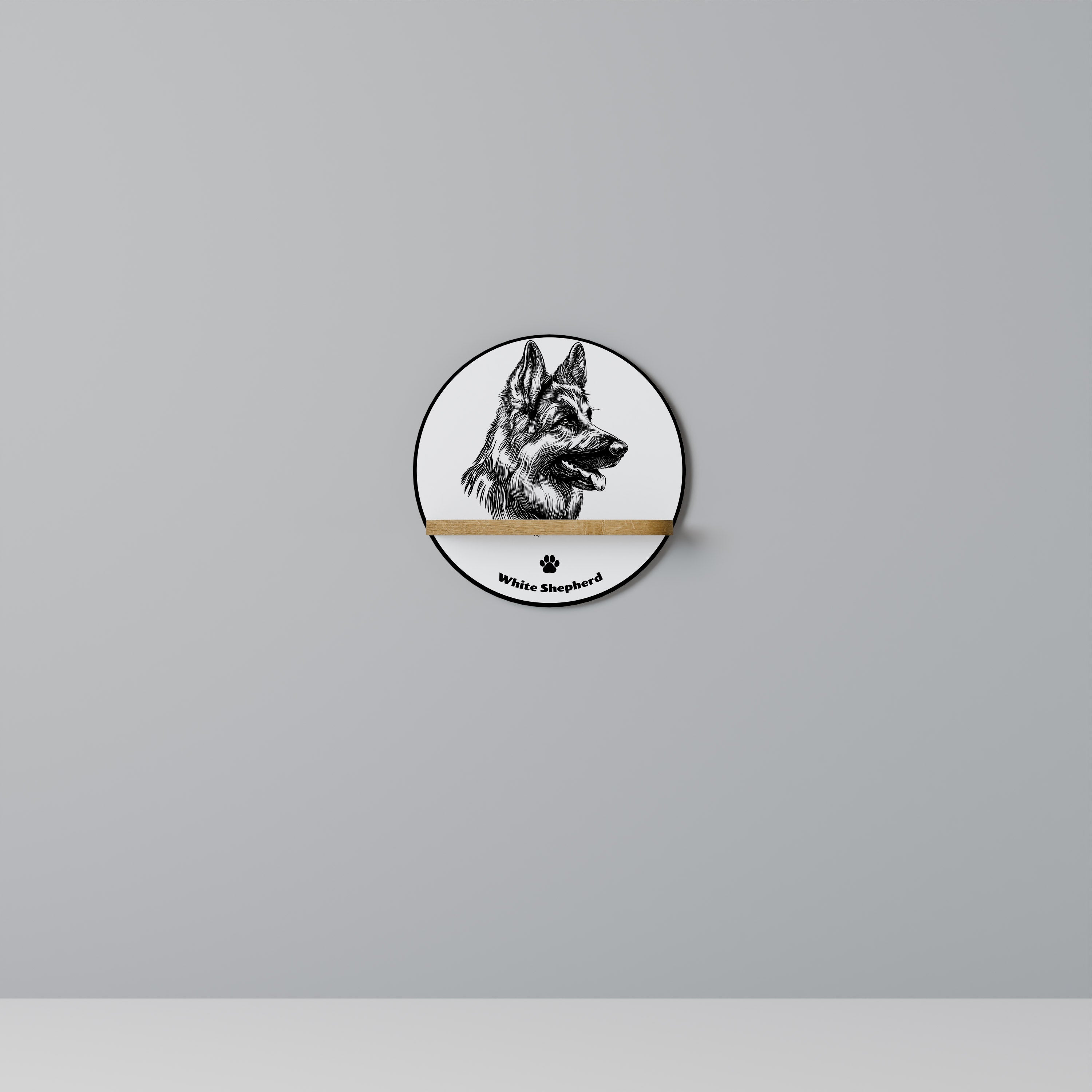 WHITE SHEPHERD DOG Decorative Art Shelf