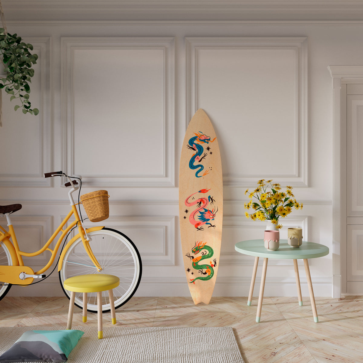 MYTHOLOGICAL CREATURES Panel decorativo de tabla de surf