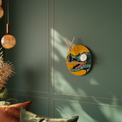 THREATENING GREETING Oval Art Shelf In Oak Effect