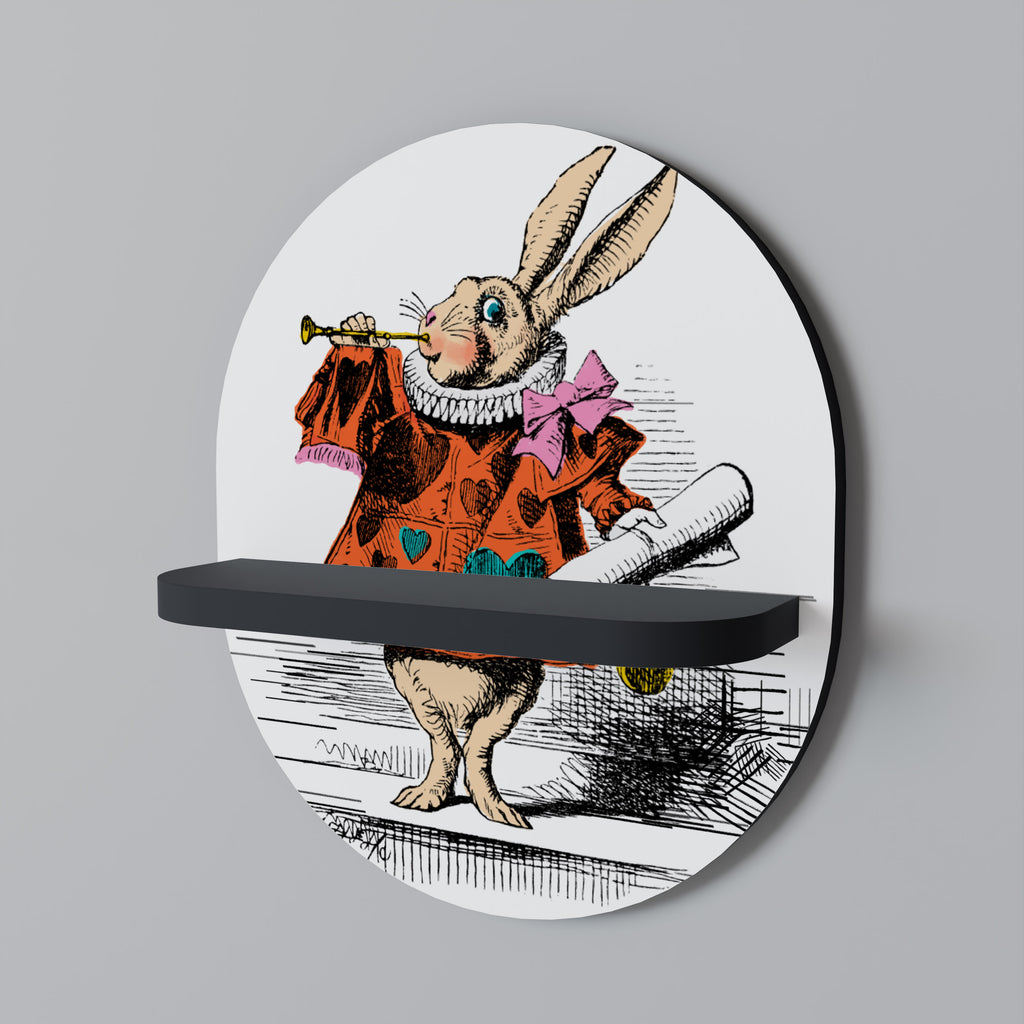 COLORFUL WHITE RABBIT Decorative Art Shelf