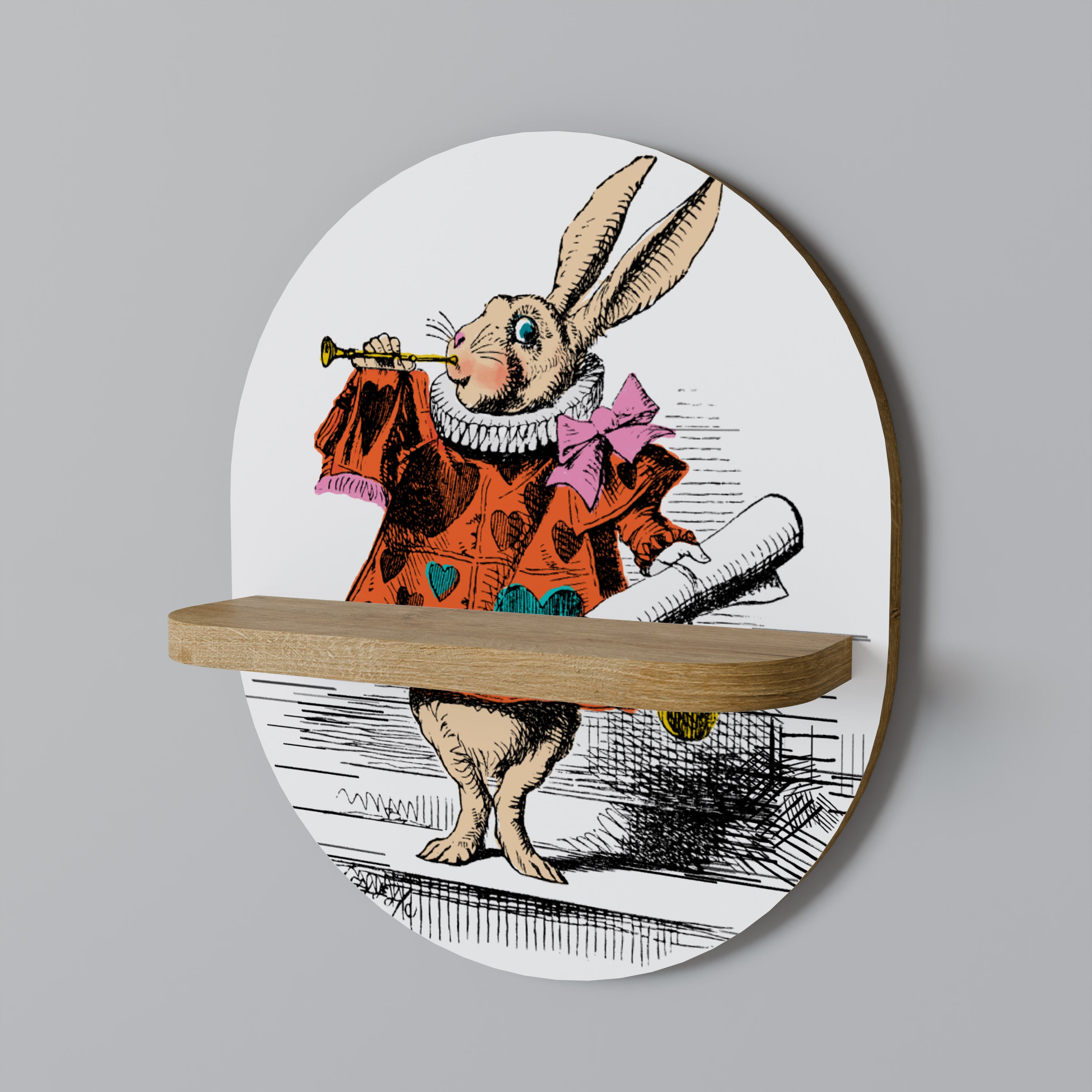 COLORFUL WHITE RABBIT Decorative Art Shelf