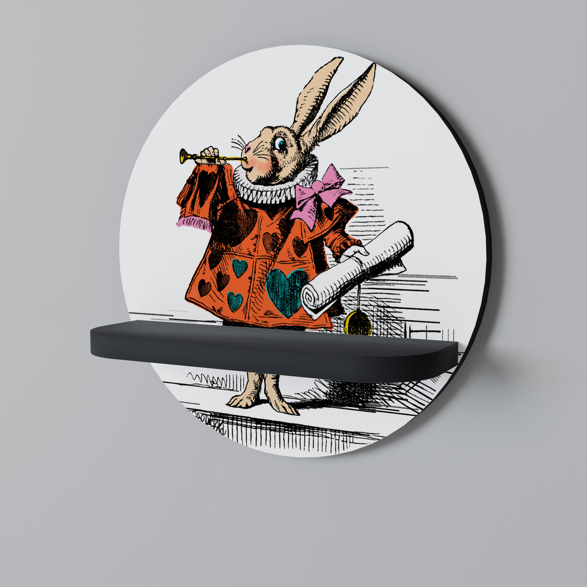 COLORFUL WHITE RABBIT Decorative Art Shelf