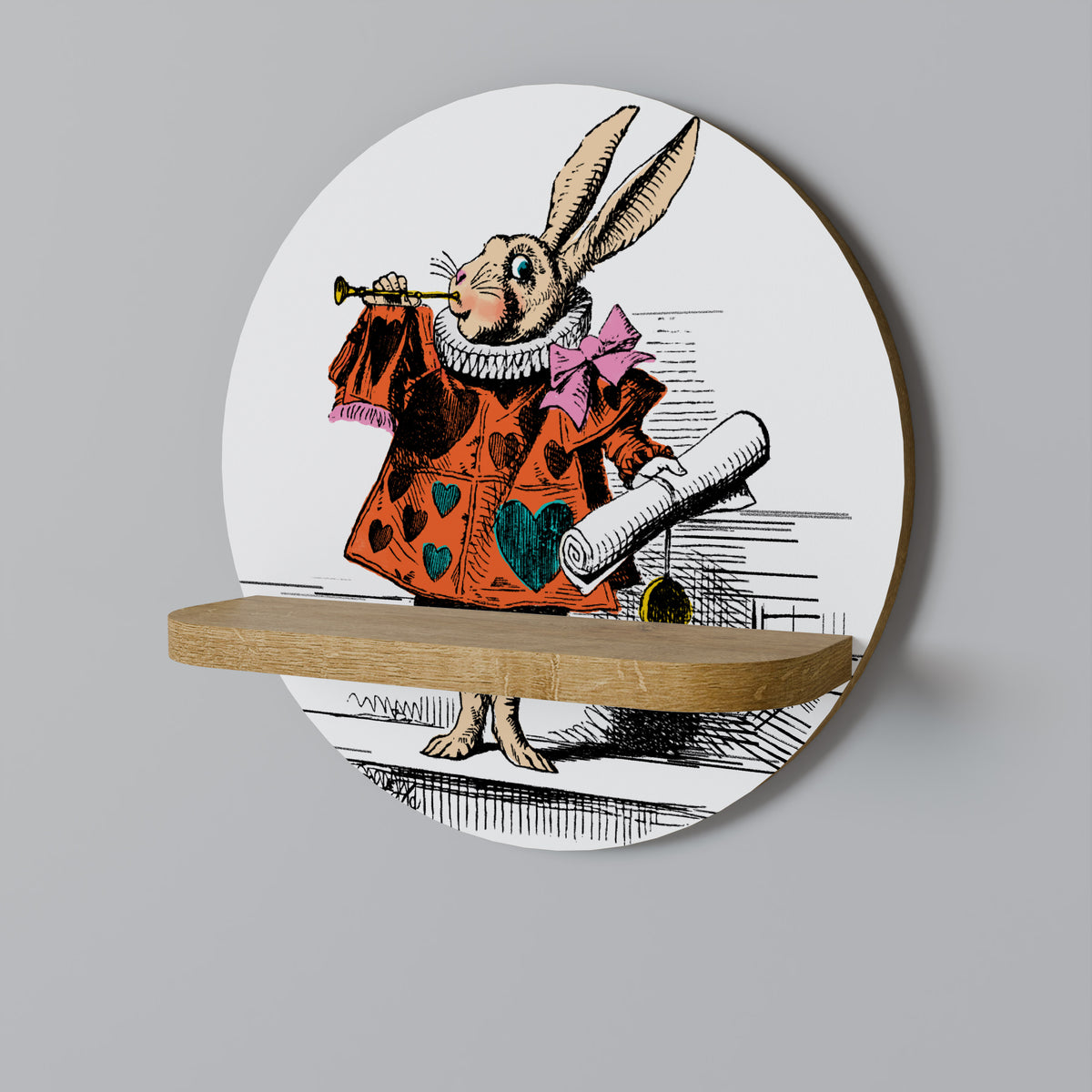 COLORFUL WHITE RABBIT Decorative Art Shelf