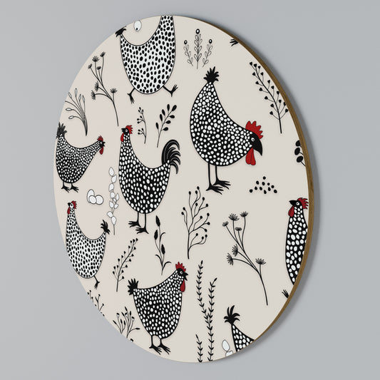 HAPPY HENS Rundes Wandbild