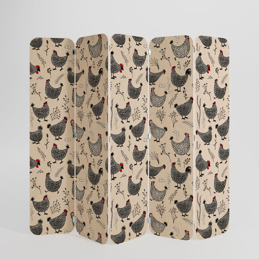 HAPPY HENS 5-Panel Plywood Room Divider