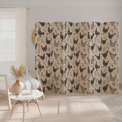 HAPPY HENS 6-Panel Plywood Room Divider