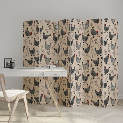 HAPPY HENS 6-Panel Plywood Room Divider