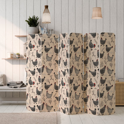 HAPPY HENS 6-Panel Plywood Room Divider