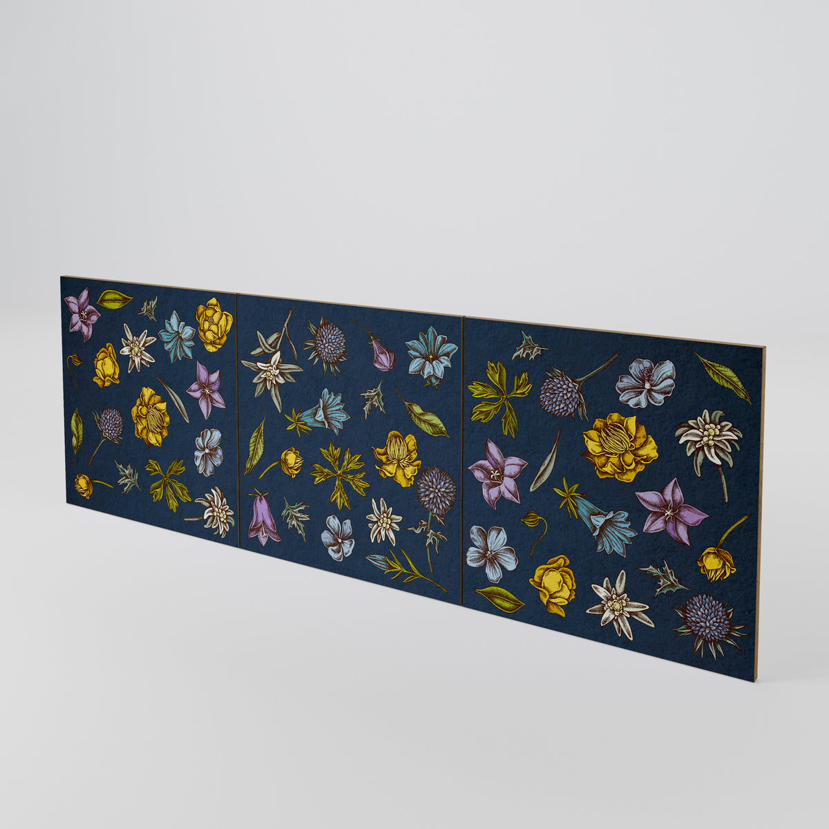 FLOWERS ON NAVY BLUE Set di 3 ante per madia