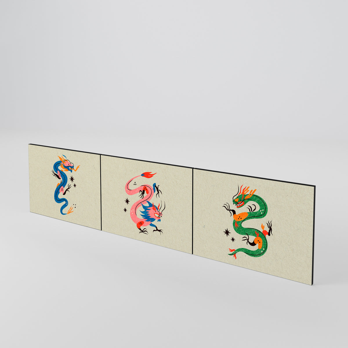 MYTHOLOGICAL CREATURES Juego de 3 puertas para mueble de TV