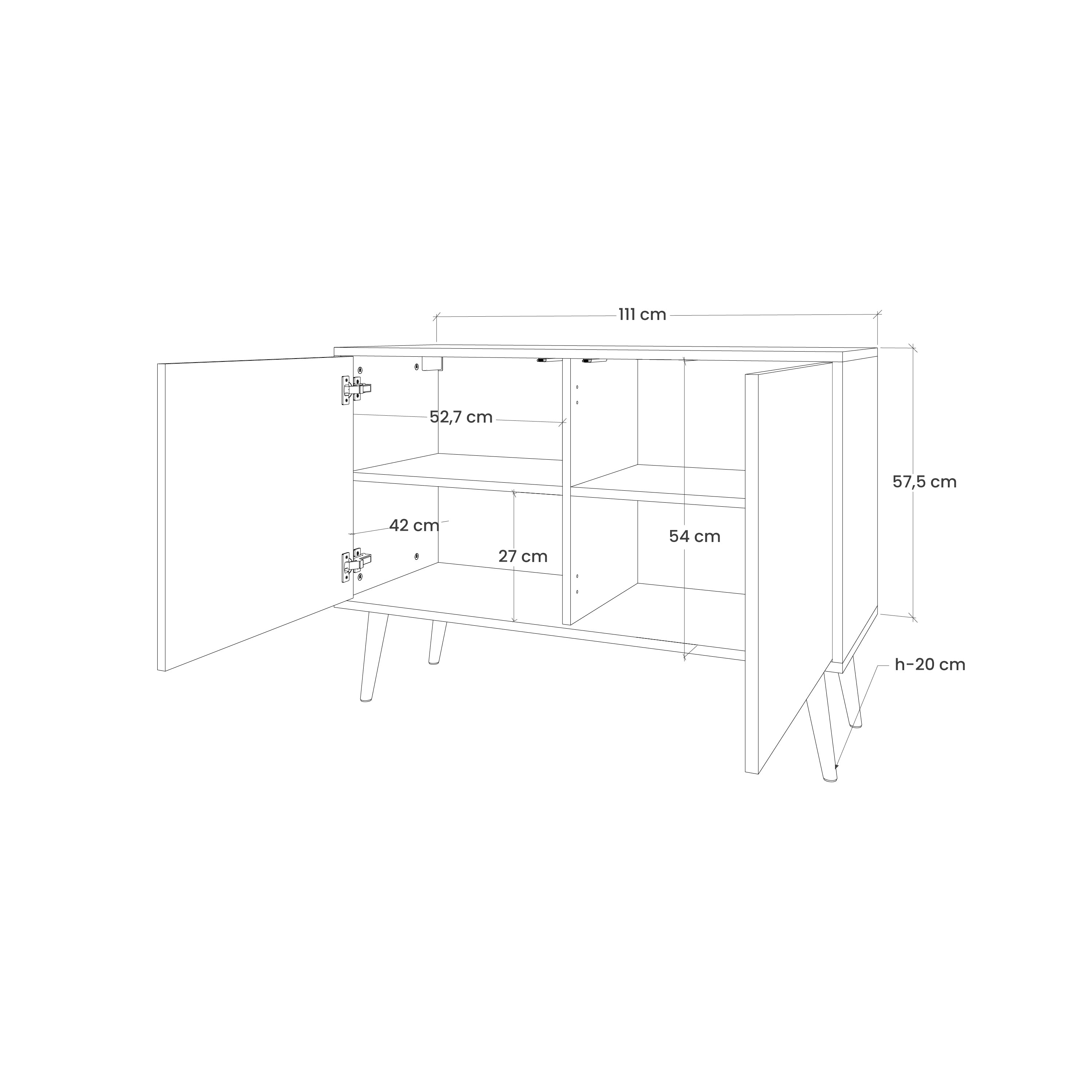 PURE WOOD Komoda 2-drzwiowa