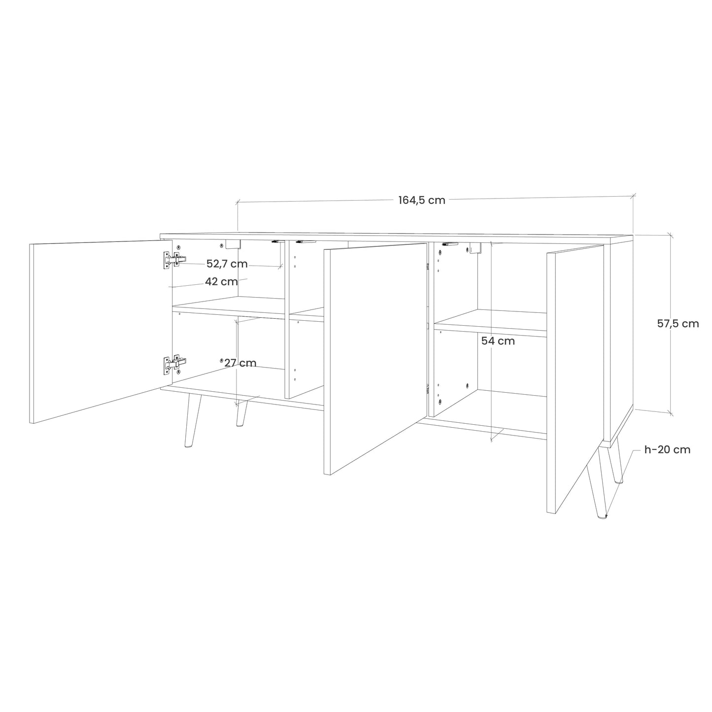 Credenza SHARP EDGES a 3 ante in effetto rovere