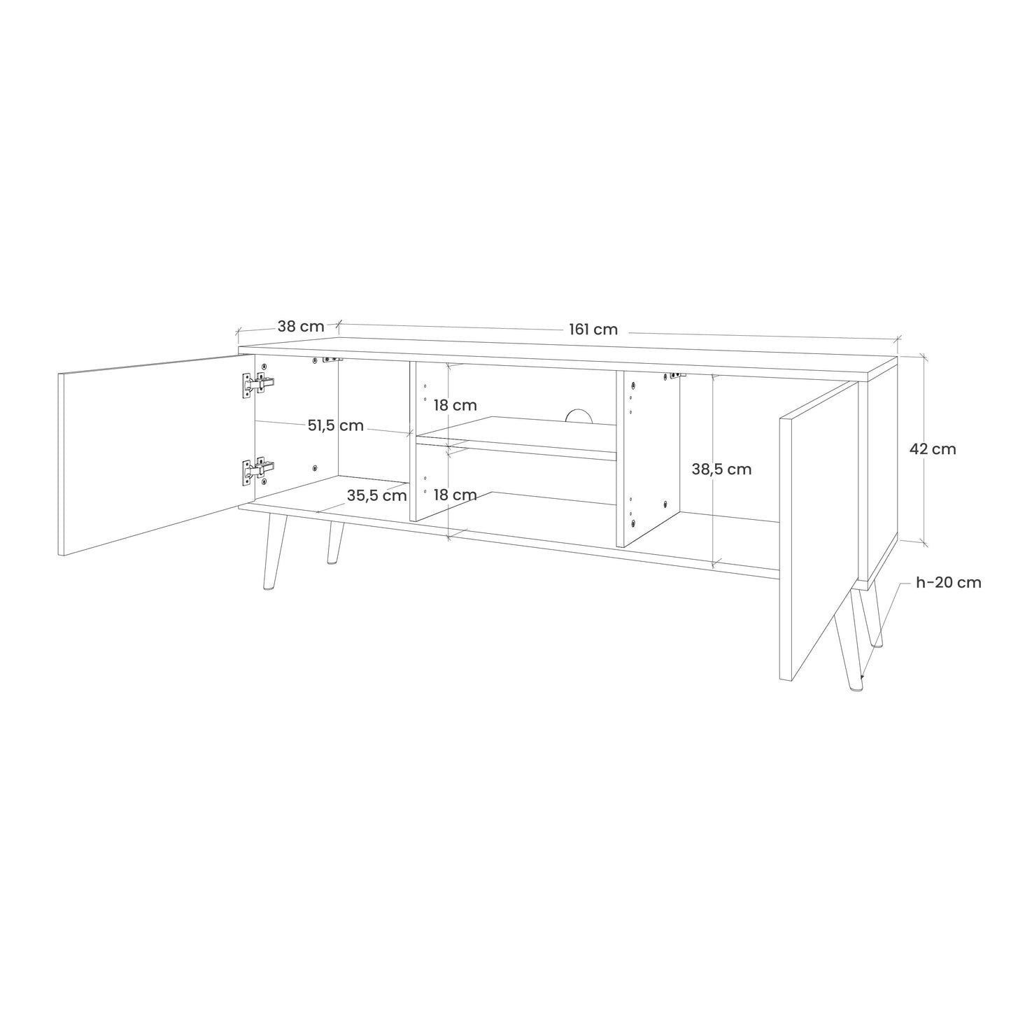 ROYAL GREEN 2-Door TV Stand in Oak Effect