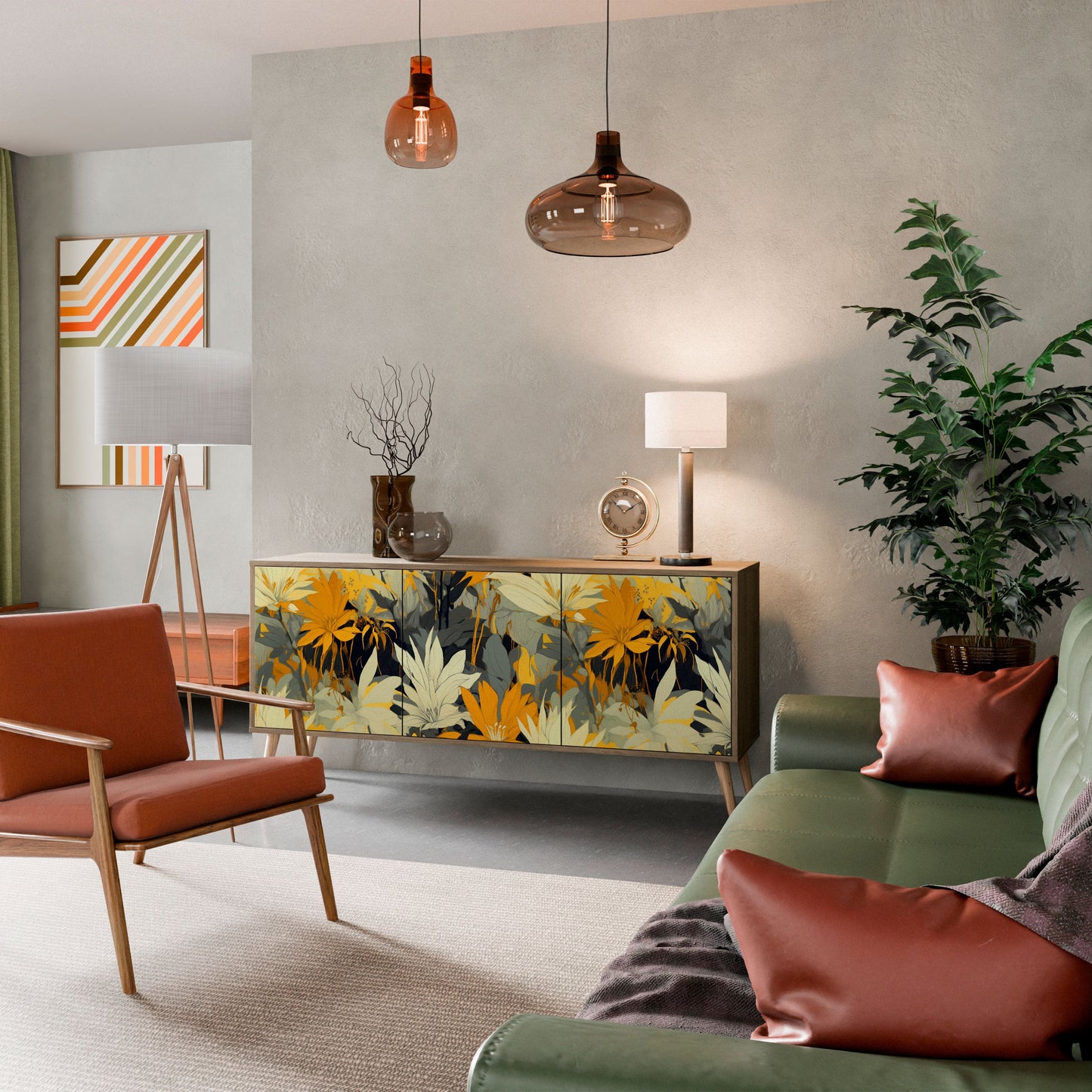 Credenza a 3 ante SUNKISSED LILY in effetto rovere