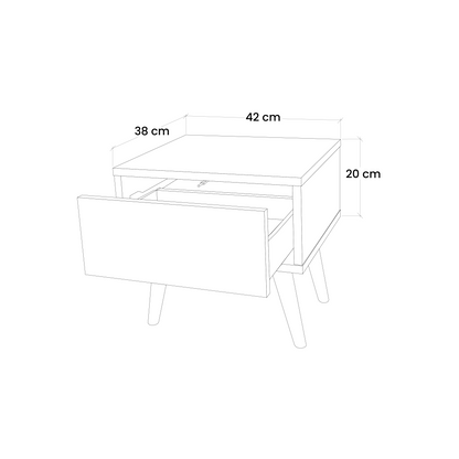 Table de chevet CHROMA CONTOURS effet chêne